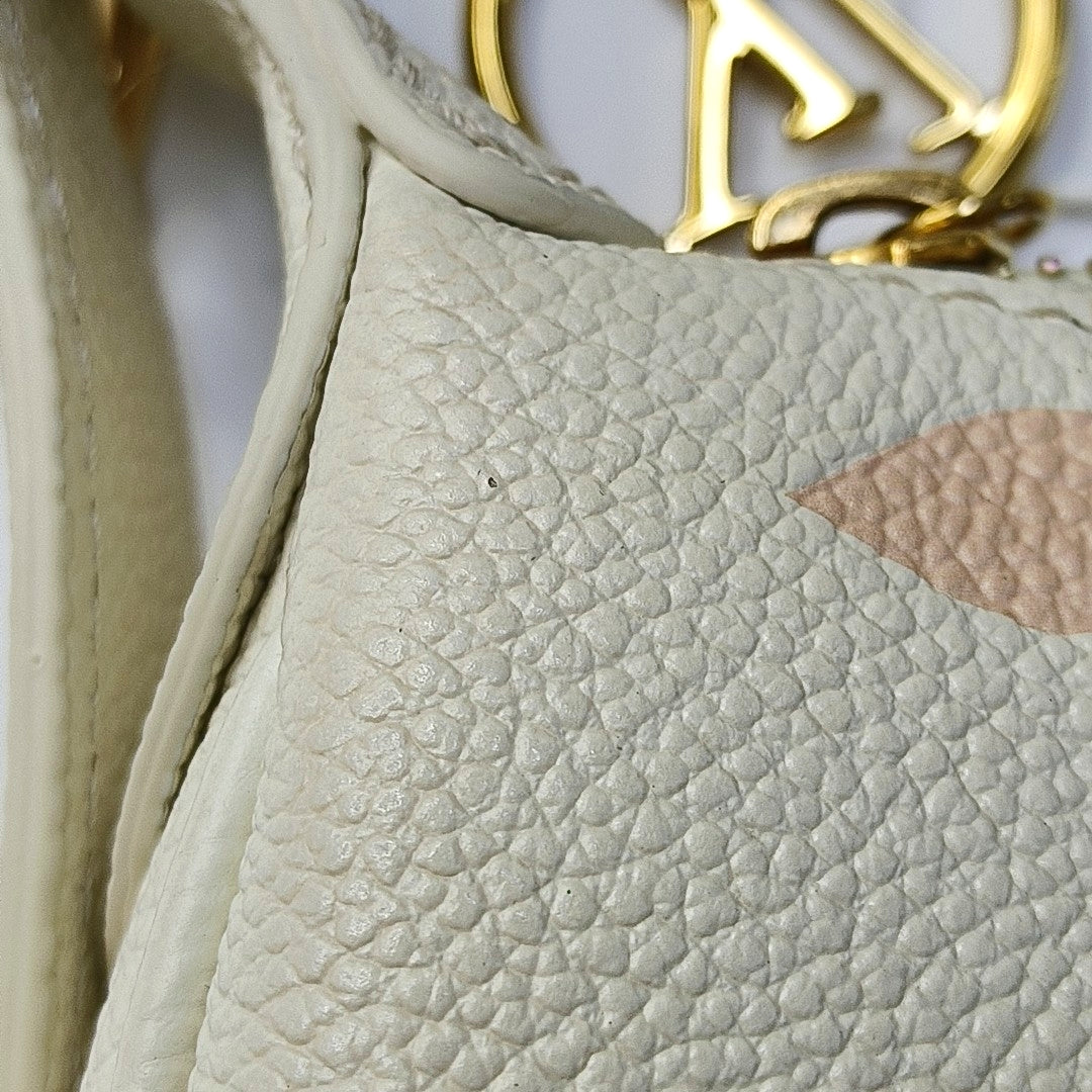 LOUIS VUITTON MOON Mini White Cowhide Monogram Single Shoulder Bag Tote with Gold Hardware-(SKU)-968691091