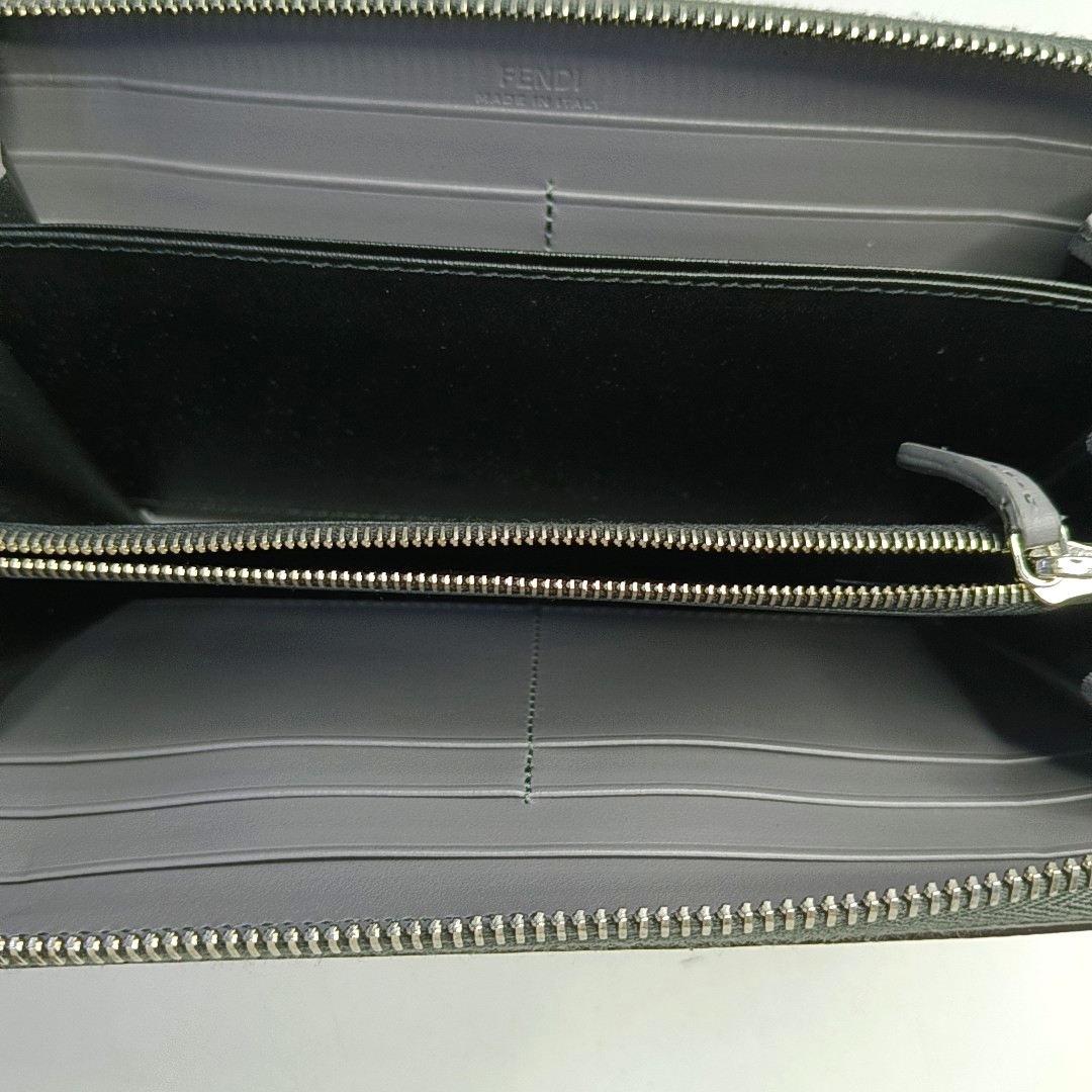 FENDI Diagonal 灰色牛皮双F印花钱包 Silver Hardware-(SKU)-954317346
