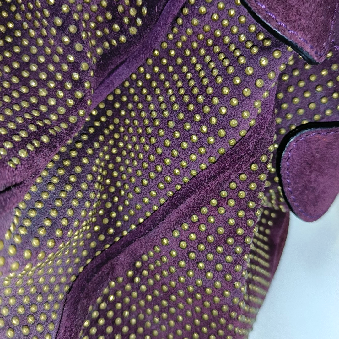 BURBERRY Purple Velvet Leather Tote Bag Golden hardware-(SKU)-12946177