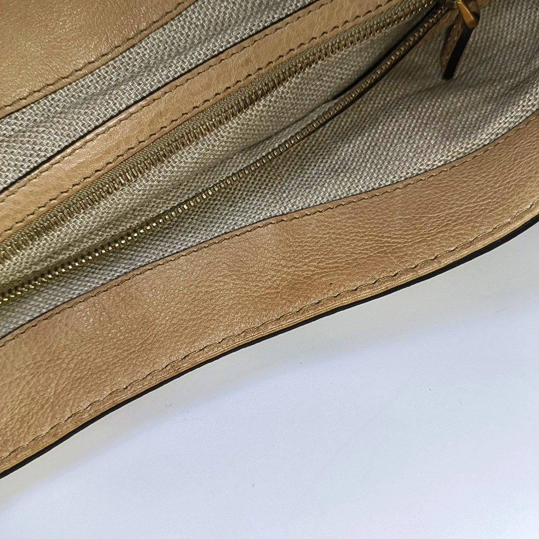 GUCCI Tote bag Khaki Calfskin Leather Fringe Single Shoulder Bag with Handbag Golden hardware-(SKU)-944545020