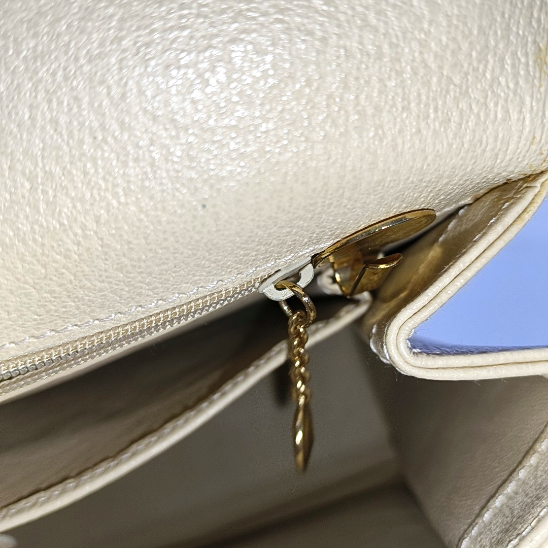 GUCCI Vintage Kelly Beige Leather Single Shoulder Bag Handbag Golden hardware Removable shoulder strap-(SKU)-951806628