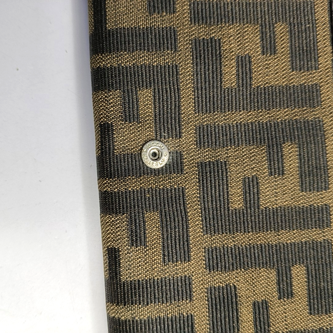 FENDI 棕色帆布双F钱包-(SKU)-952489575