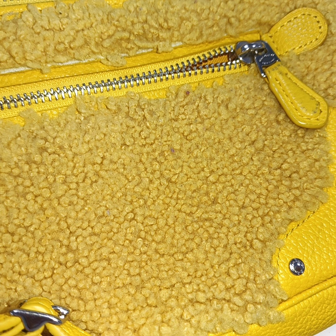 COACH Yellow Fabric Studs Crossbody Single Shoulder Bag Silver Hardware-(SKU)-14056089