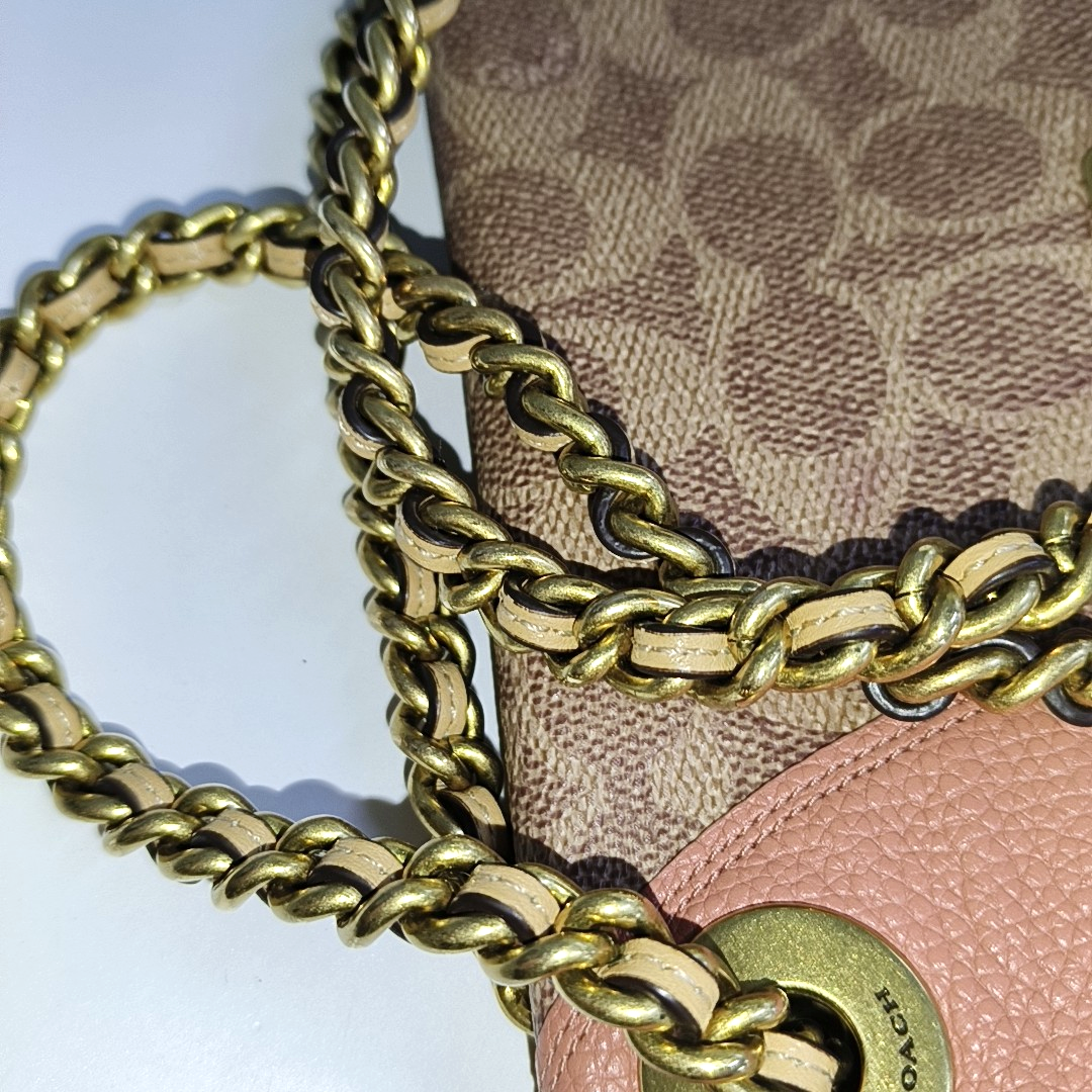COACH PARKER 26 Multicolor Coated Canvas Monogram Camellia Crossbody Shoulder Bag Golden hardware-(SKU)-939985782