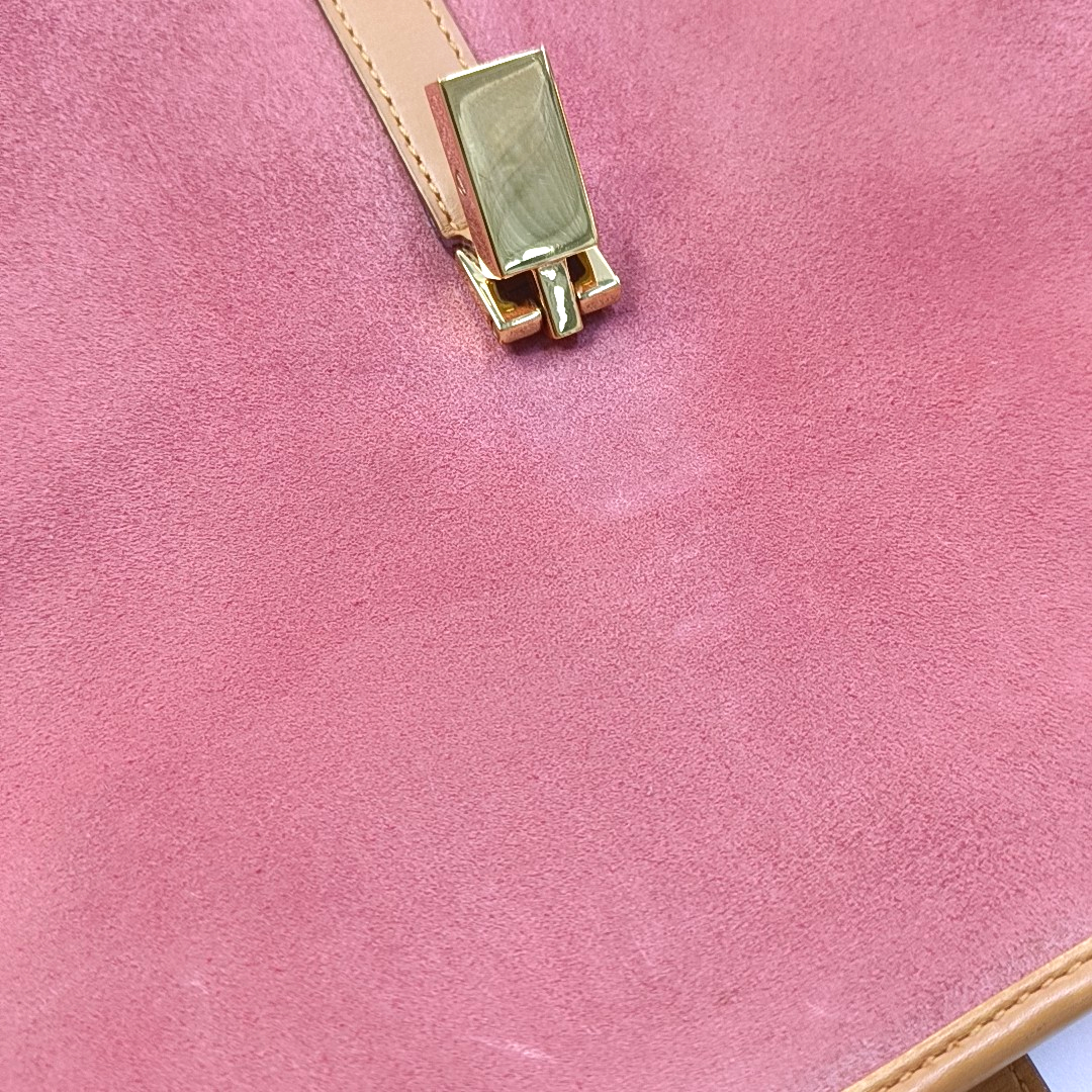GUCCI Jackie 1961 Nude Pink Suede Buckle Handbag Single Shoulder Bag Golden hardware-(SKU)-958003258
