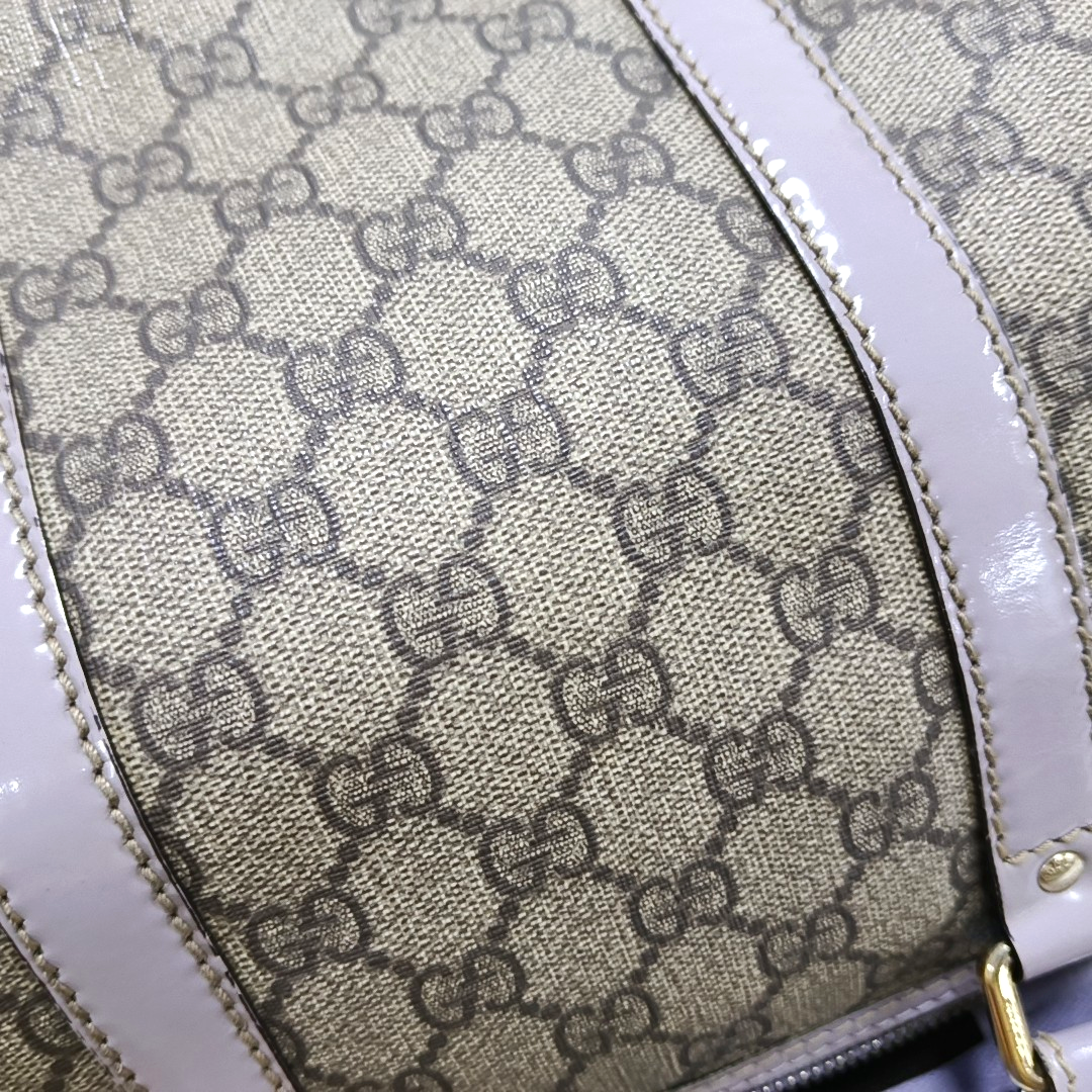 GUCCI BostonBrown Coated Canvas Embossed Handbag-(SKU)-946323823