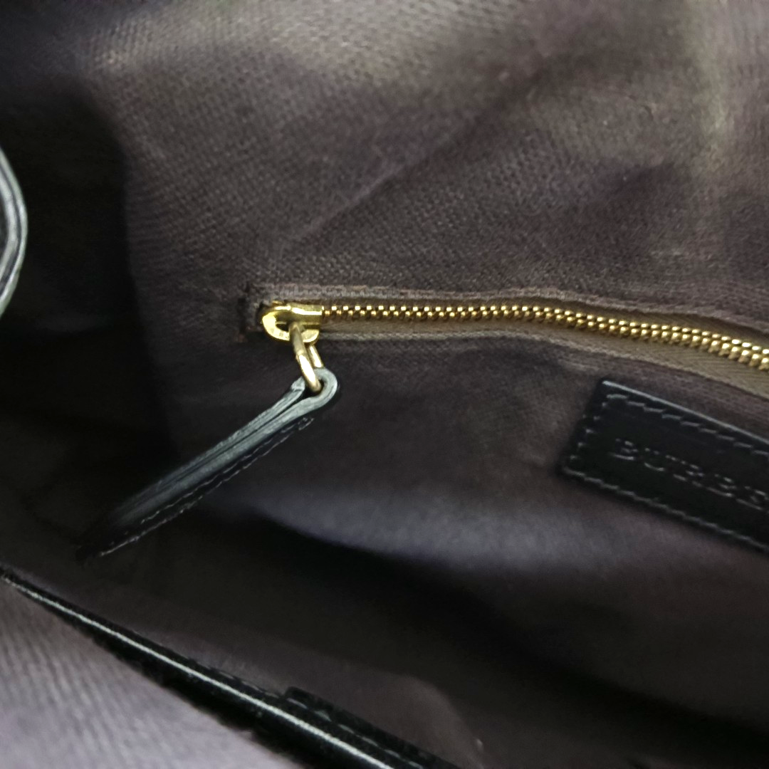 BURBERRY Tote bag Black leather handbag Golden Silver Hardware-(SKU)-955892032