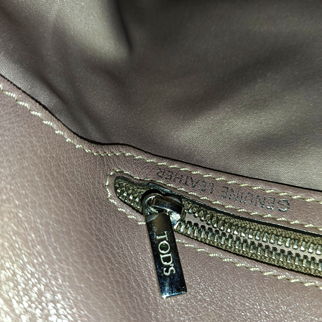 TOD'S Tote bag Dark Gray Cowhide Single Shoulder Bag Handbag Crossbody Bag Silver Hardware-(SKU)-935893458