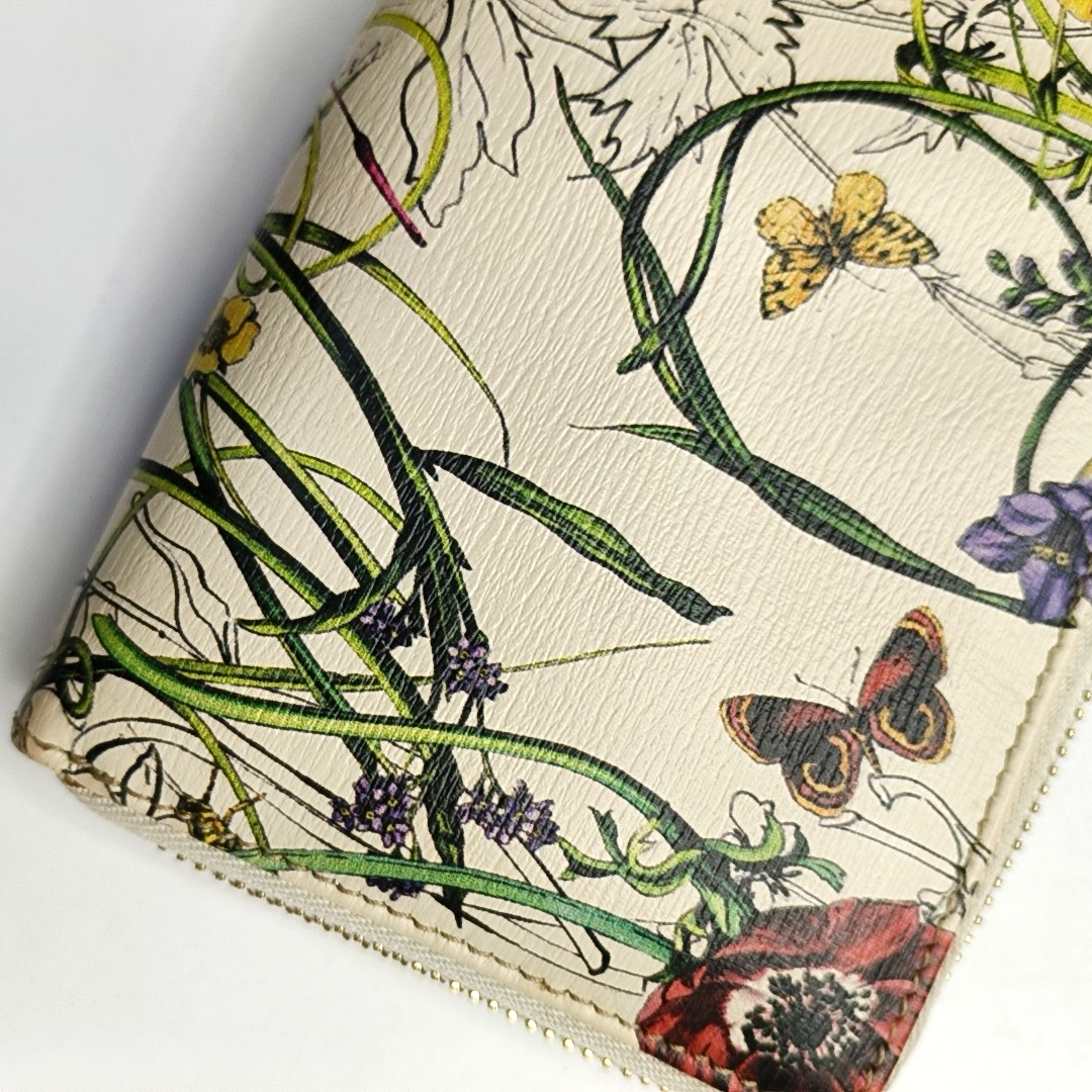GUCCI Beige Cowhide Printed Wallet Golden hardware-(SKU)-955892936
