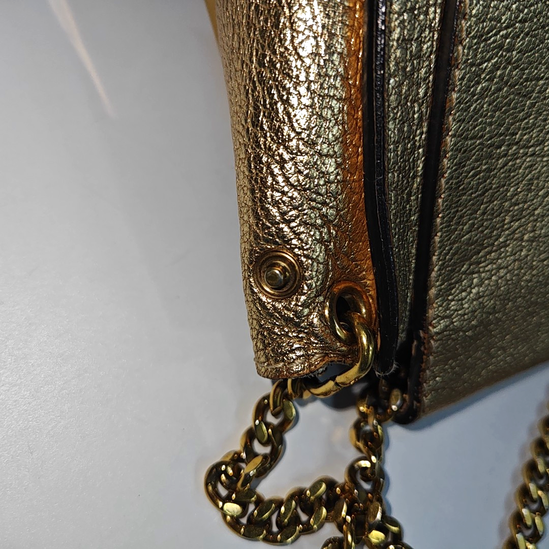 Chloé Elle Golden Leather Shoulder Bag, Crossbody Bag Golden hardware Removable shoulder strap-(SKU)-936942070