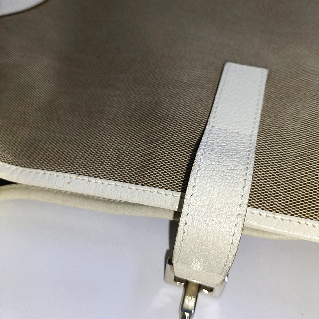 GUCCI Bardot Ebony Coated Canvas Single Shoulder Bag Handbag Silver Hardware-(SKU)-939776202