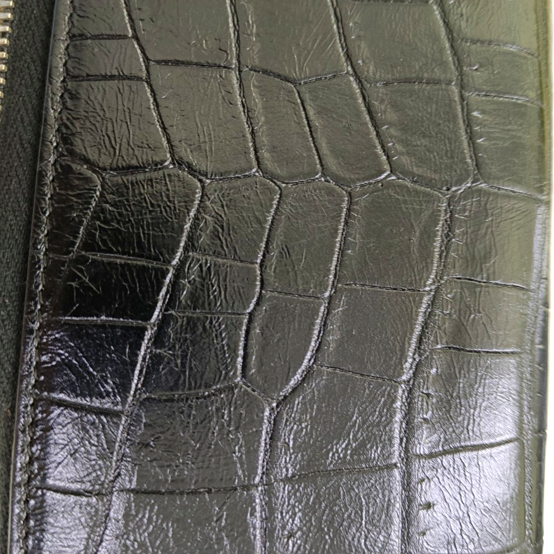 YSL KATE Black cowhide crocodile leather wallet Silver Hardware-(SKU)-958931869