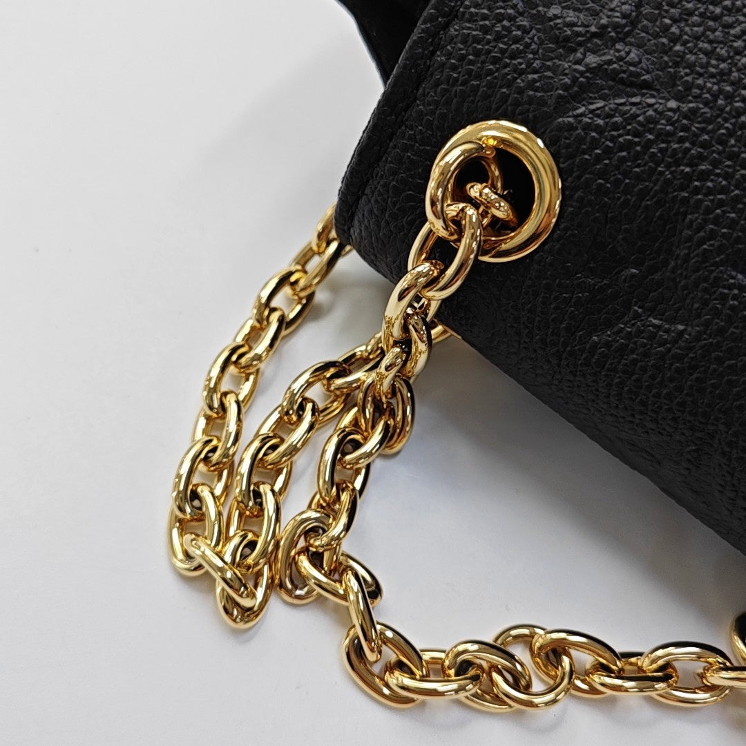 LOUIS VUITTON NOÉ Black Calfskin Monogram Embossed Backpack with Detachable Strap and Golden Hardware, 2 Straps-(SKU)-968793367