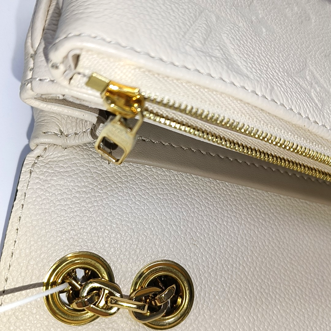 LOUIS VUITTON MARCEAU White Calfskin Monogram Embossed Single Shoulder Bag Crossbody Bag Gold Hardware-(SKU)-965269082