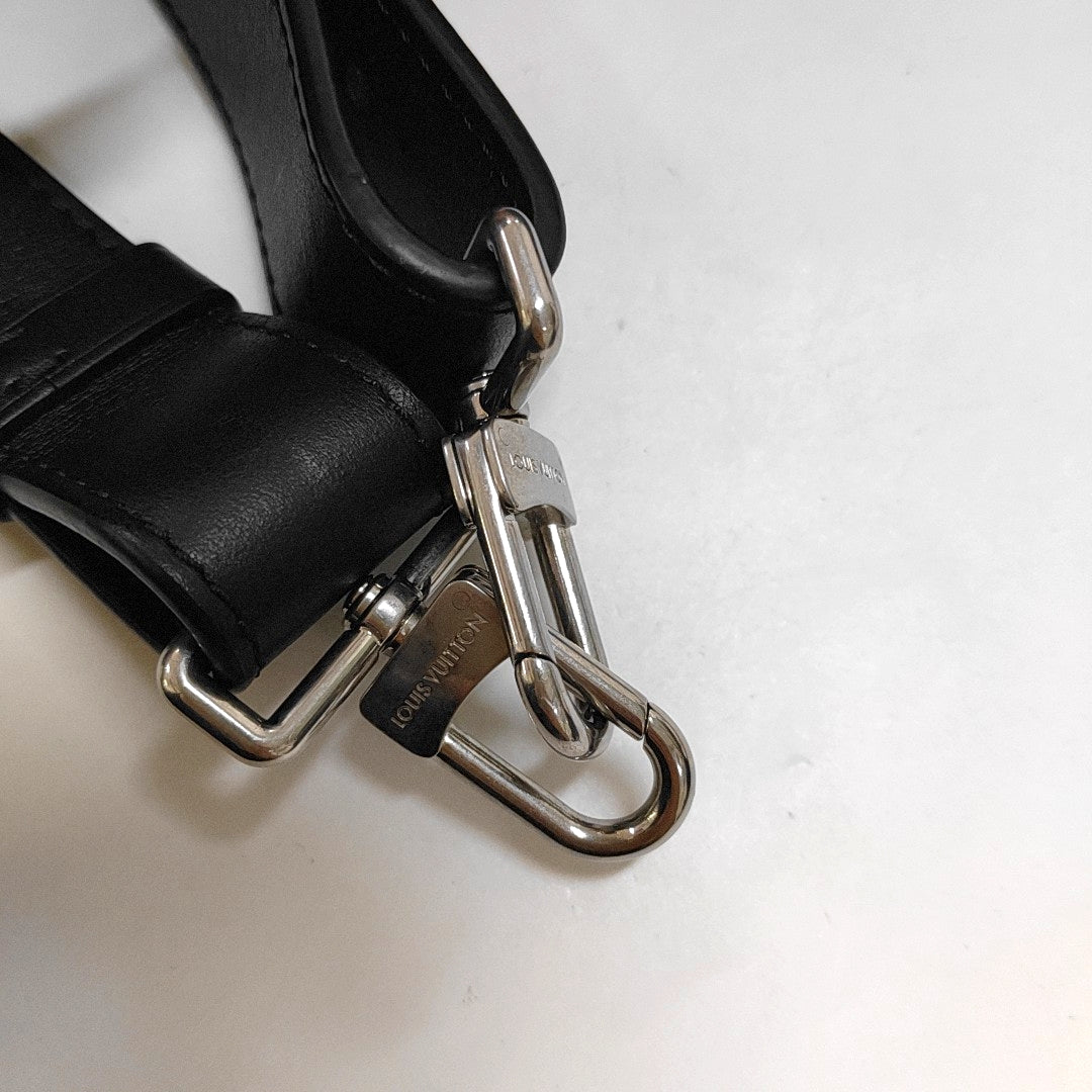 LOUIS VUITTON BIKER Small-sized Black Lamb Skin Crossbody Bag Handbag Shoulder Bag Silver Hardware Removable Shoulder Strap-(SKU)-967994639