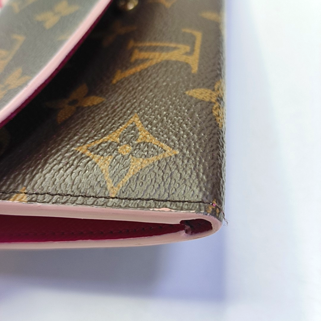 LOUIS VUITTON EMILIE Brown coated canvas vintage wallet Golden hardware-(SKU)-942991994