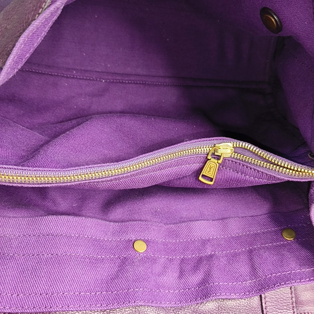 YSL MUSE TWO Purple Leather Tote Golden hardware-(SKU)-954560346