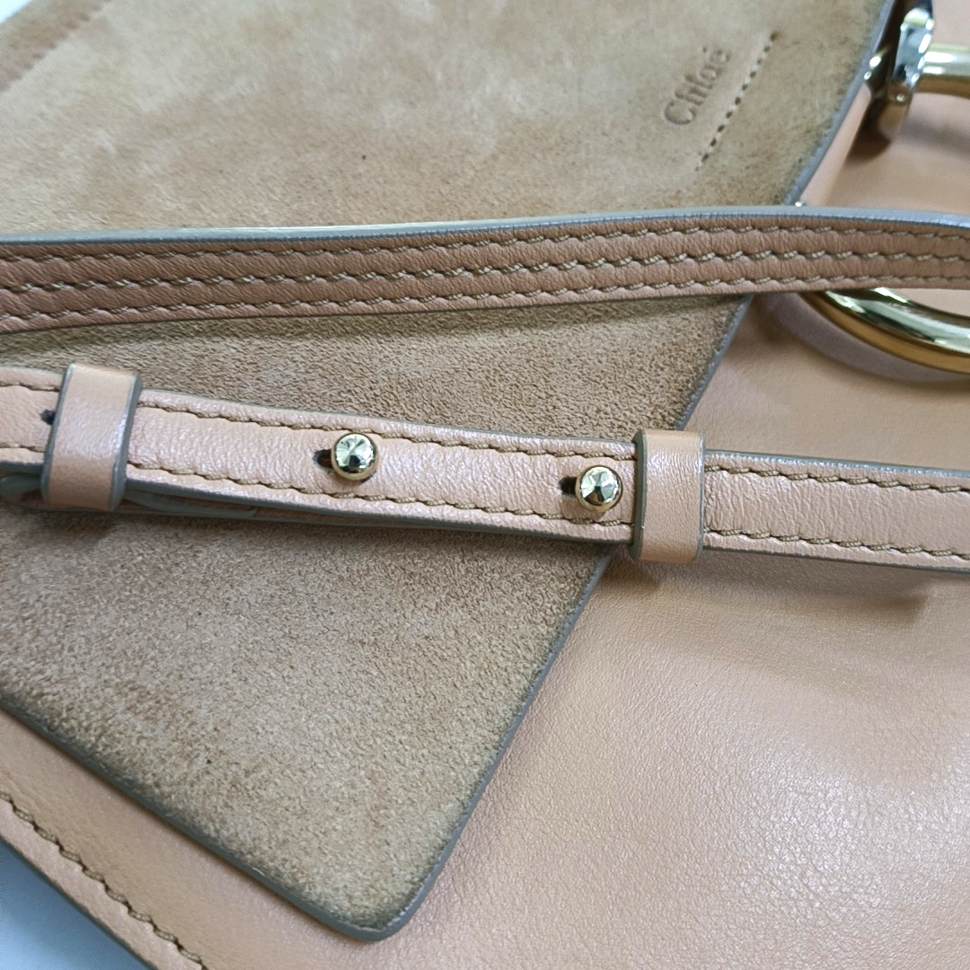 Chloé Faye Medium size Orange Suede Leather Single Shoulder Bag Golden hardware Removable shoulder strap-(SKU)-950948010
