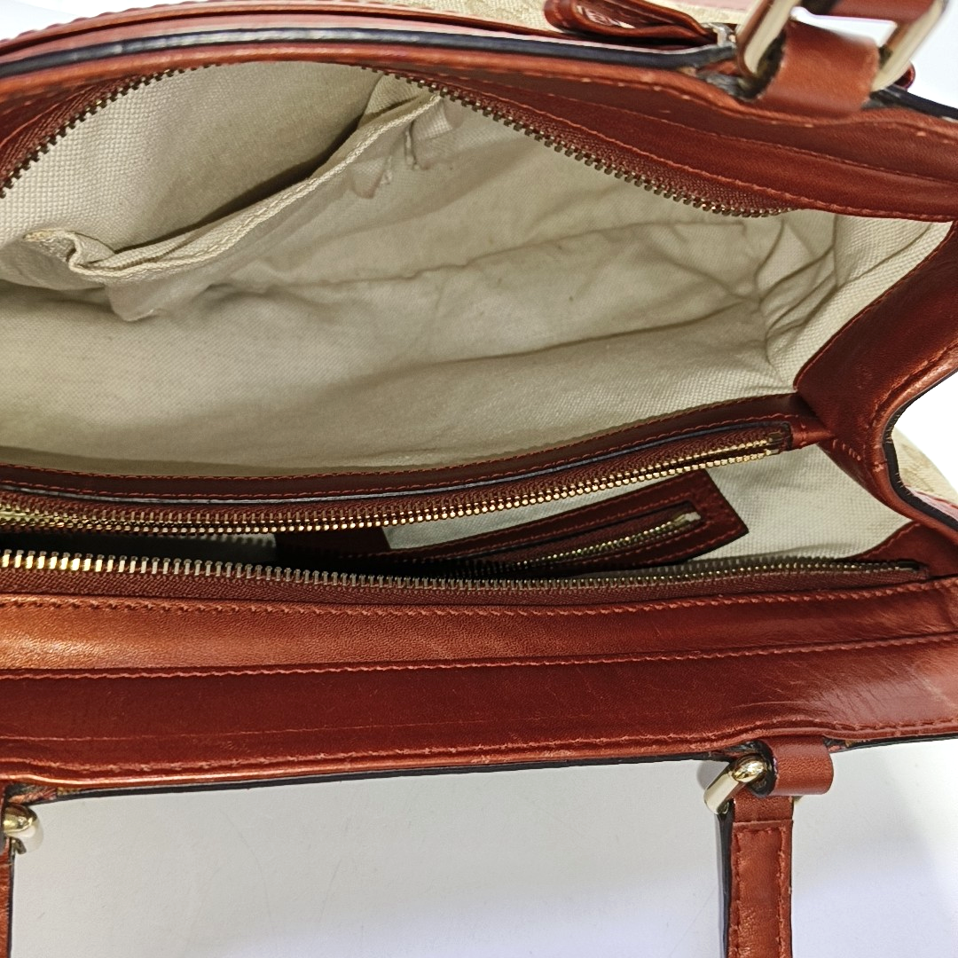 GUCCI Tote bag Khaki Coated Canvas Monogram Handbag Shoulder Bag Golden hardware-(SKU)-954695205