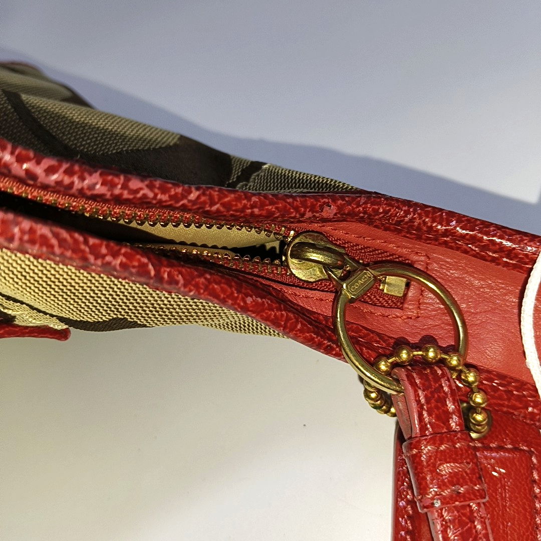 COACH Khaki canvas monogram crossbody bag, handbag Golden hardware-(SKU)-933082585