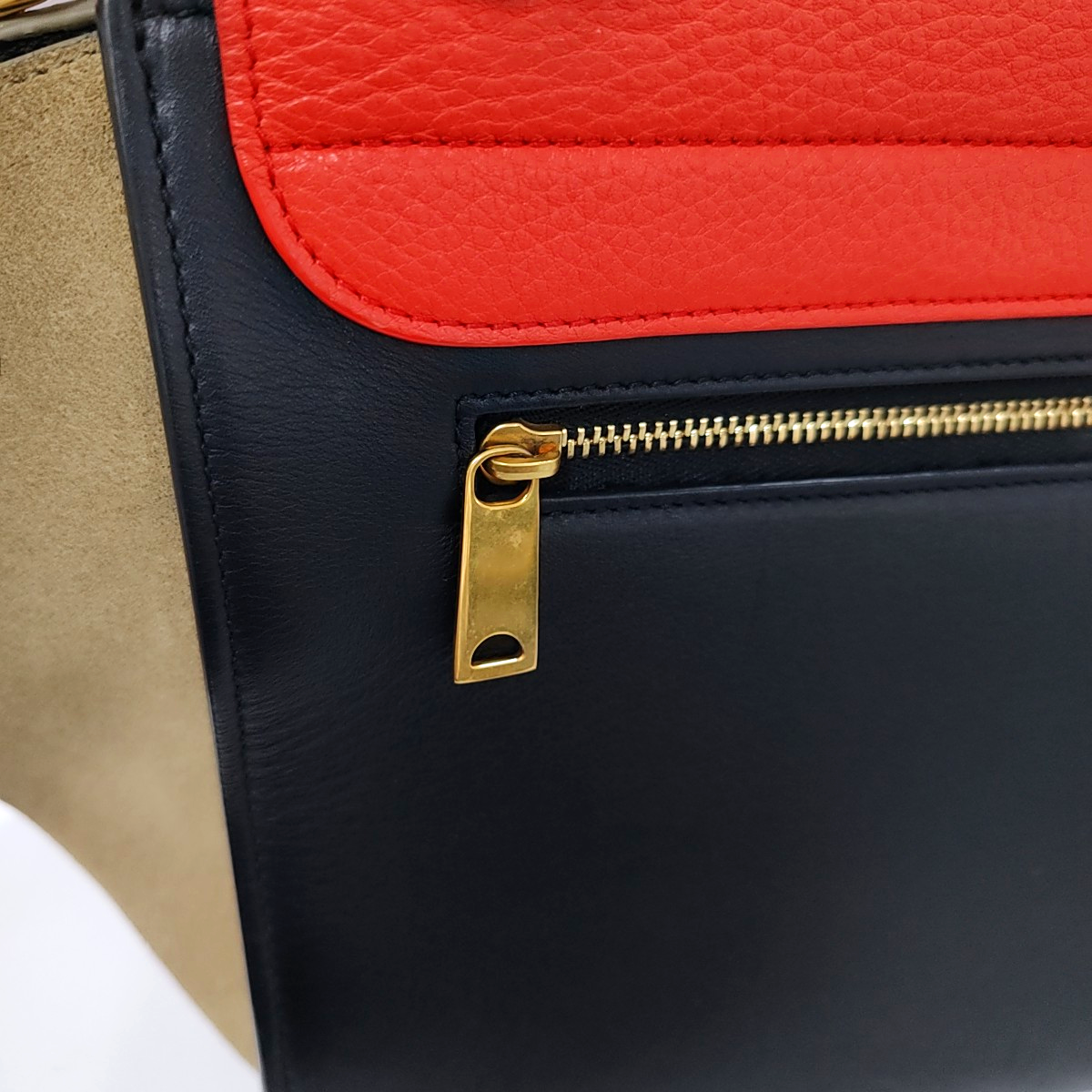 CELINE TRAPEZE Small size Multicolor Calf Leather Hammock Bag Crossbody Handbag Single Shoulder Bag Golden hardware Removable shoulder strap-(SKU)-945399708