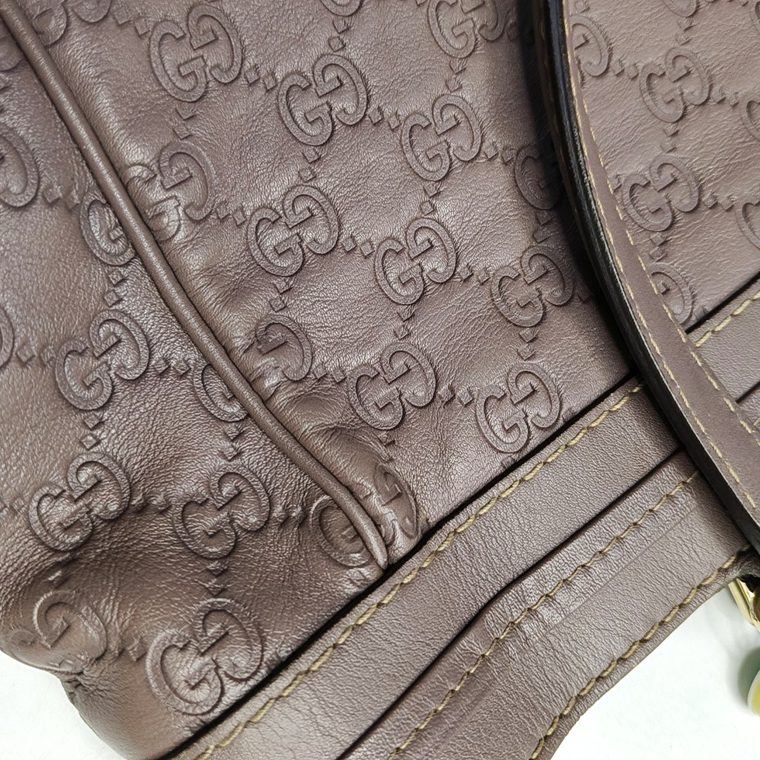 GUCCI Mayfair Purple leather old flower embossed handbag Golden hardware-(SKU)-953543271