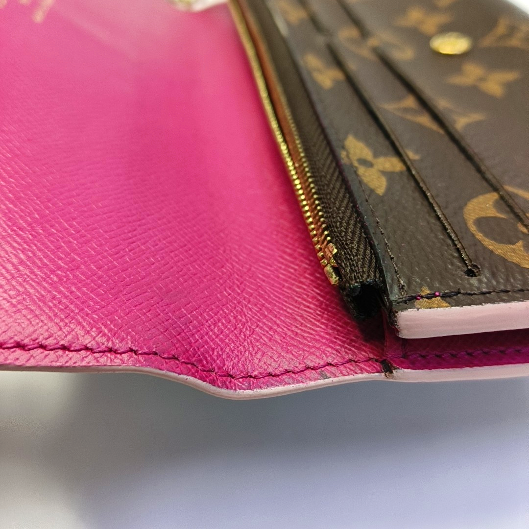 LOUIS VUITTON EMILIE Brown coated canvas vintage wallet Golden hardware-(SKU)-942991994