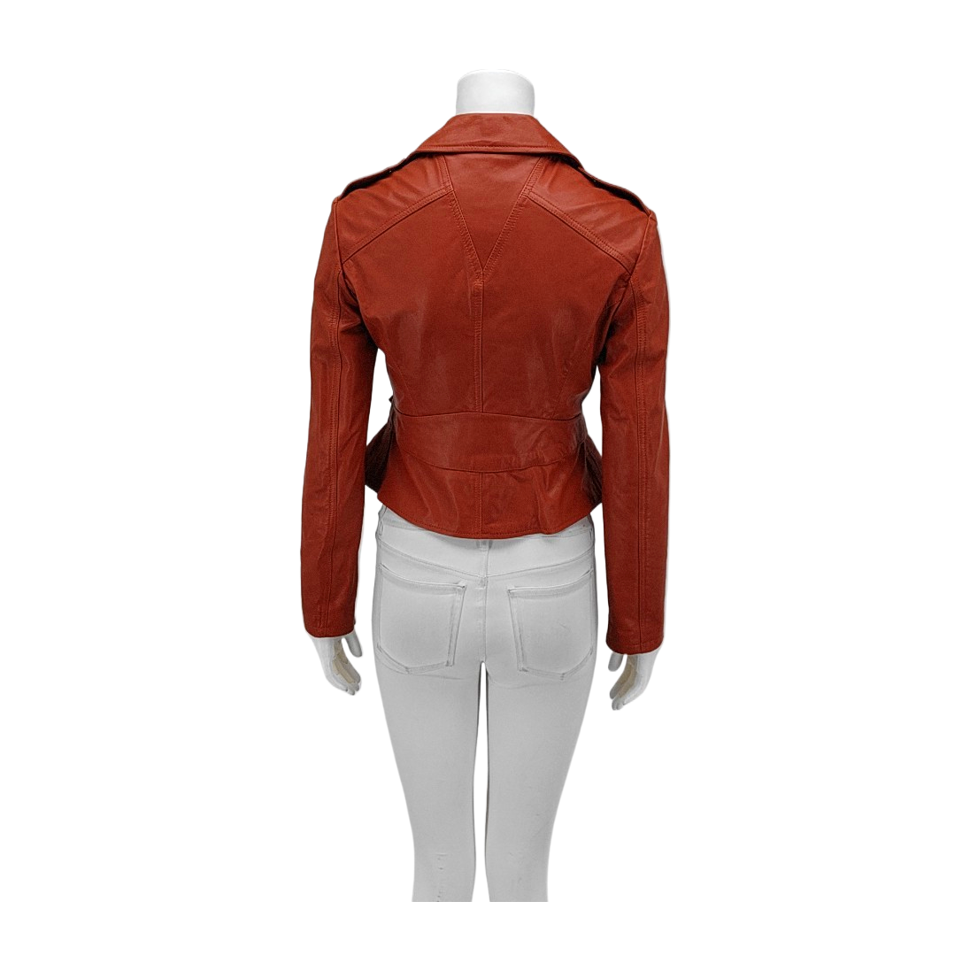 Alexander McQUEEN Mcode Autumn and Winter Tangerine Leather Women's Long Sleeve Short Other Jacket-(SKU)-929075000