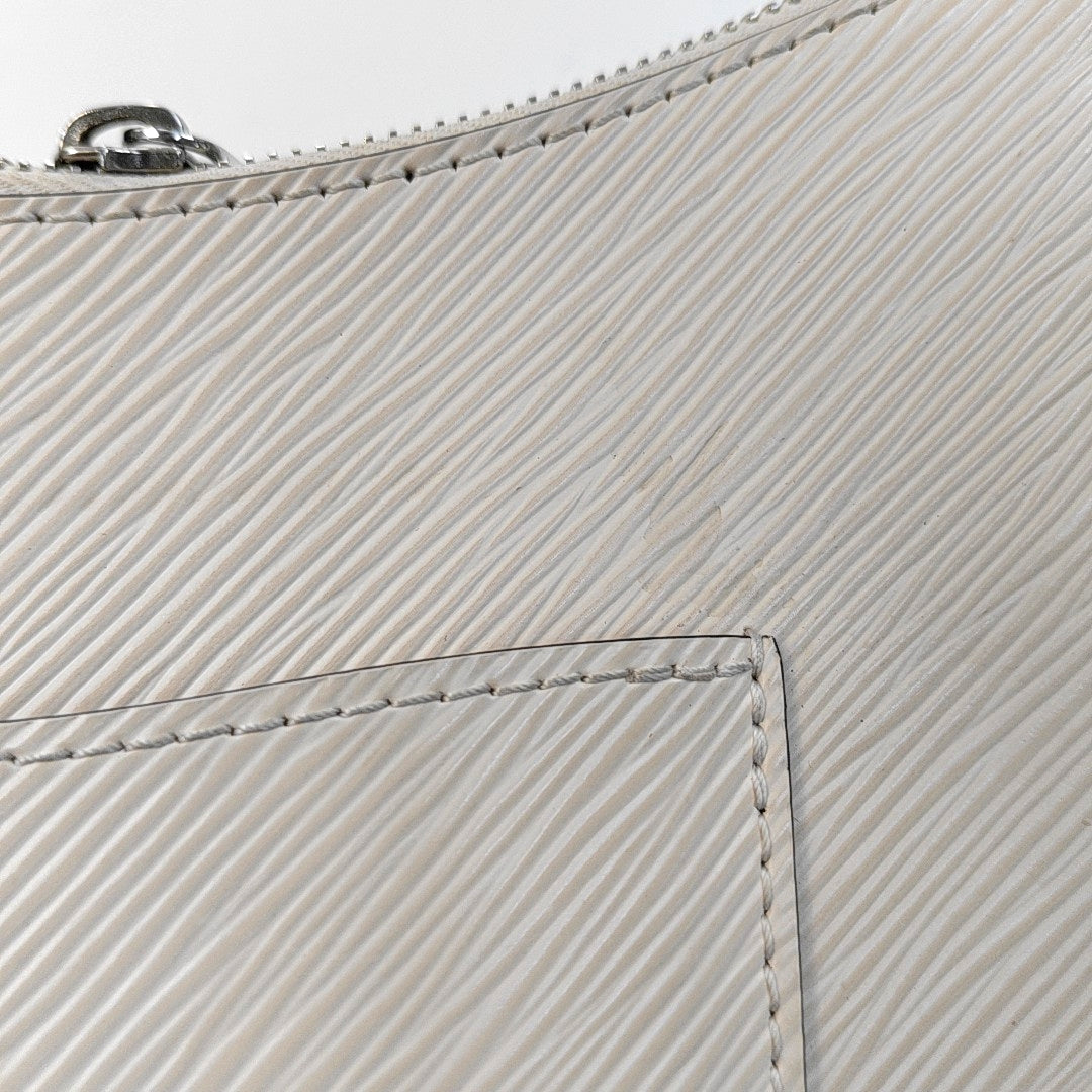 LOUIS VUITTON MARELLE White EPI Leather Wave Pattern Shoulder Bag Crossbody Handbag with Silver Hardware and 2 Detachable Straps-(SKU)-969150046