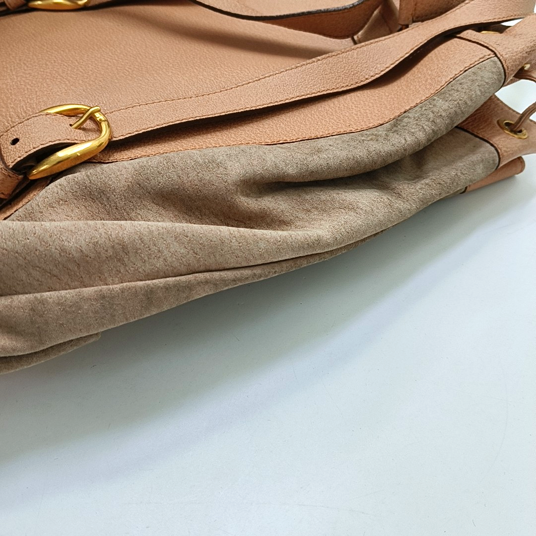 GUCCI Brown suede bamboo backpack Golden hardware-(SKU)-948850535
