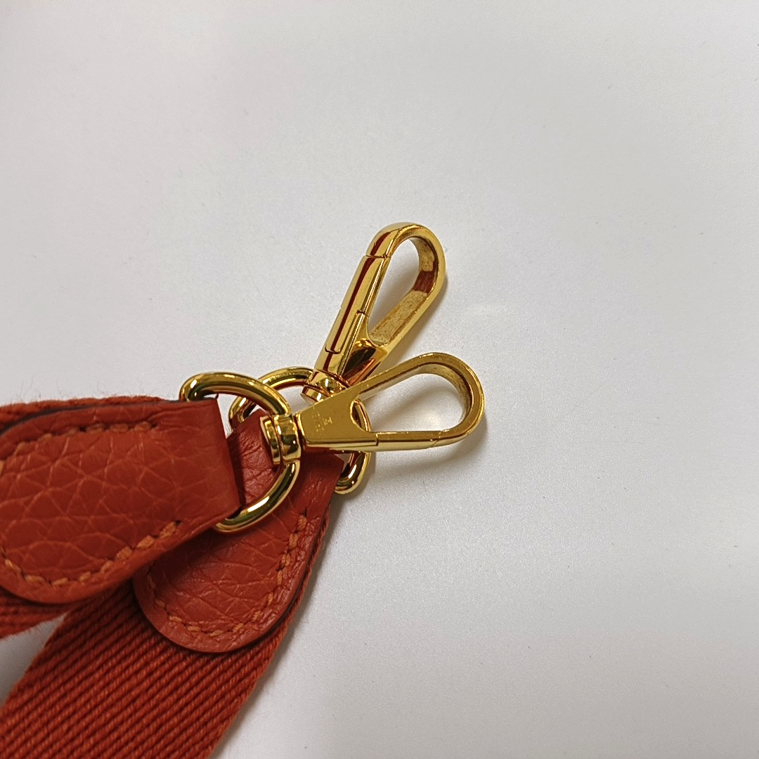 HERMÈS Evelyne TPM Flame Orange Clemence Leather Cutout Single Shoulder Bag Detachable Strap-(SKU)-964084074