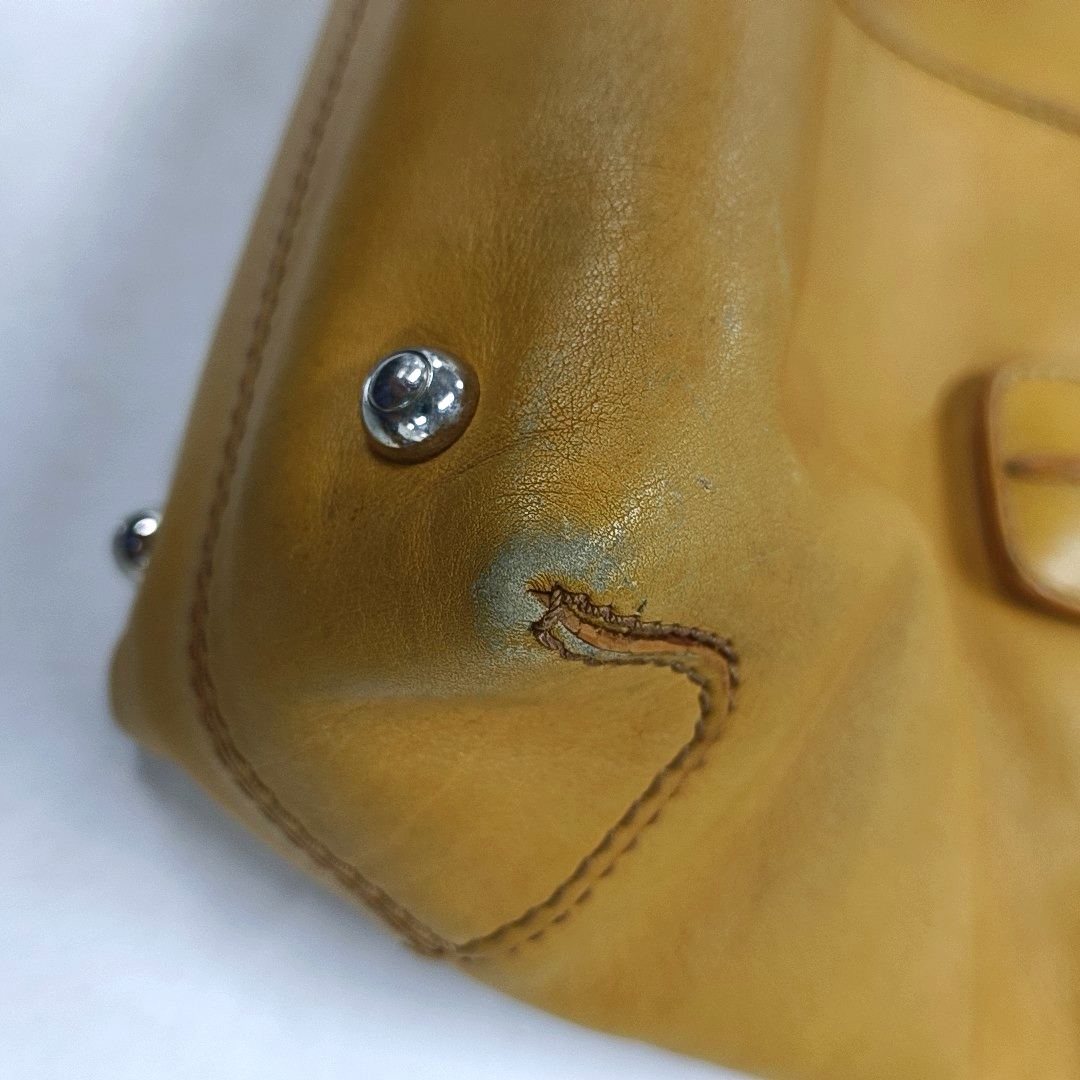 TOD'S D-Styling Ginger Yellow Leather Single Shoulder Tote Bag Silver Hardware Removable shoulder strap-(SKU)-929917405
