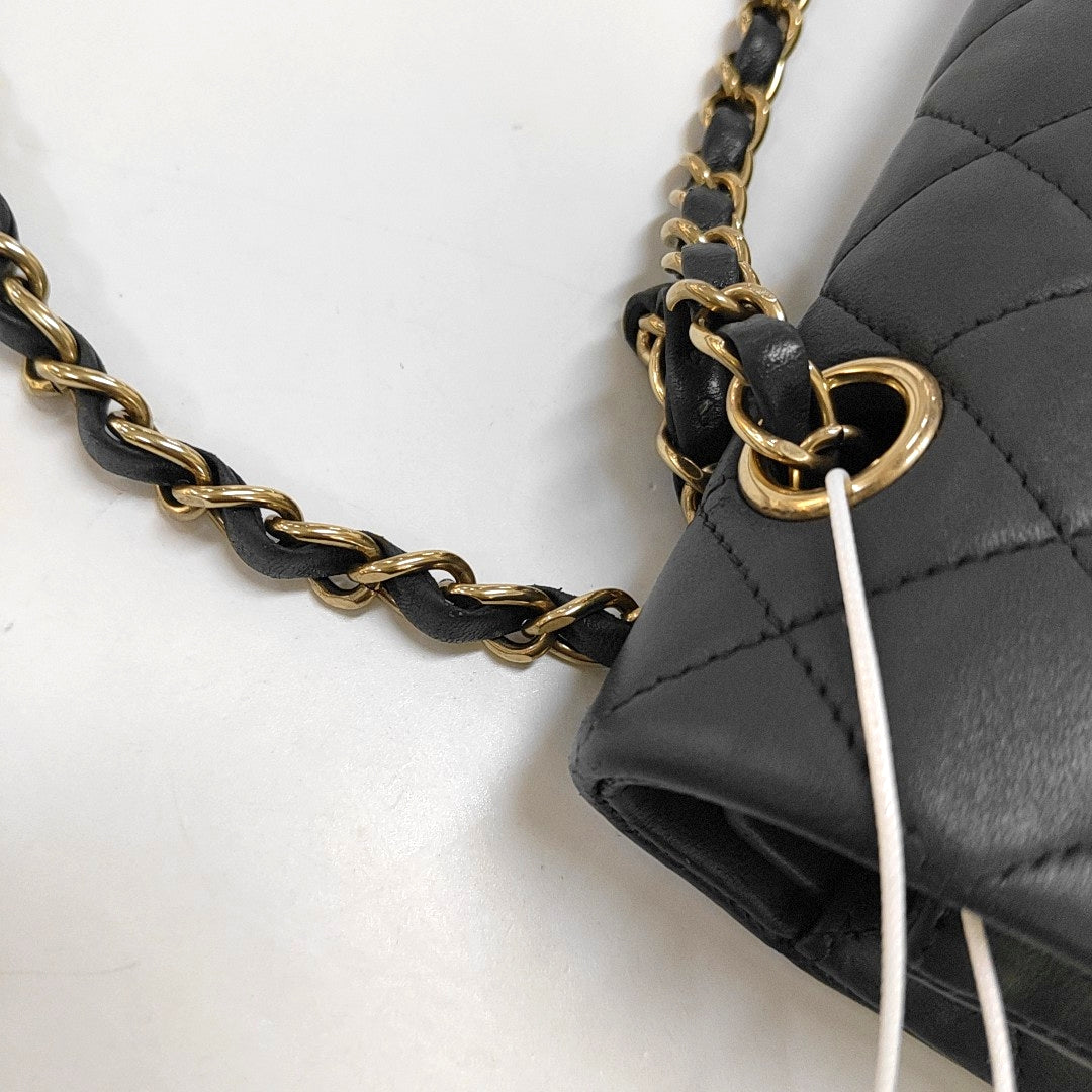 CHANEL CLASSIC FLAP Medium-sized Grey Lamb Skin Quilted Monogram Crossbody Bag Shoulder Bag 19 Clasp Golden Hardware-(SKU)-967065506