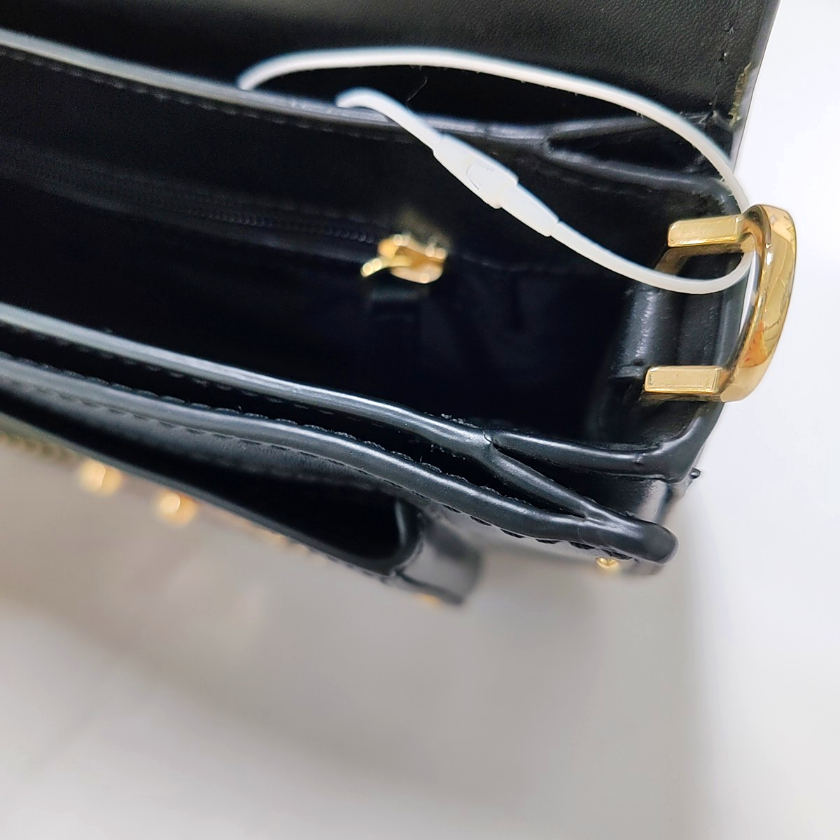 MICHAEL KORS Sloan Editor Medium size Black Leather Studs Single Shoulder Bag Golden hardware Removable shoulder strap-(SKU)-940342508