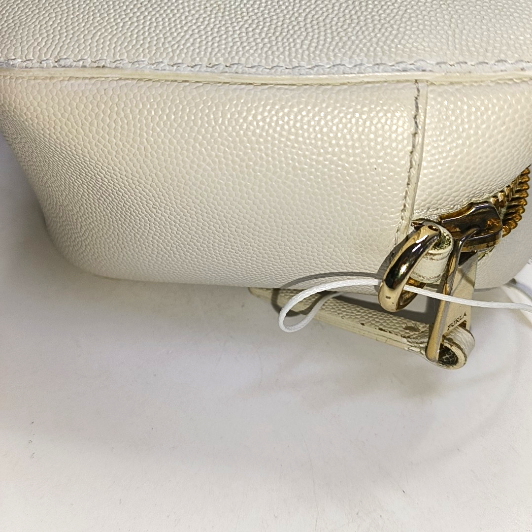 FURLA White Leather Studs Shoulder Bag Golden hardware Removable shoulder strap-(SKU)-939909071