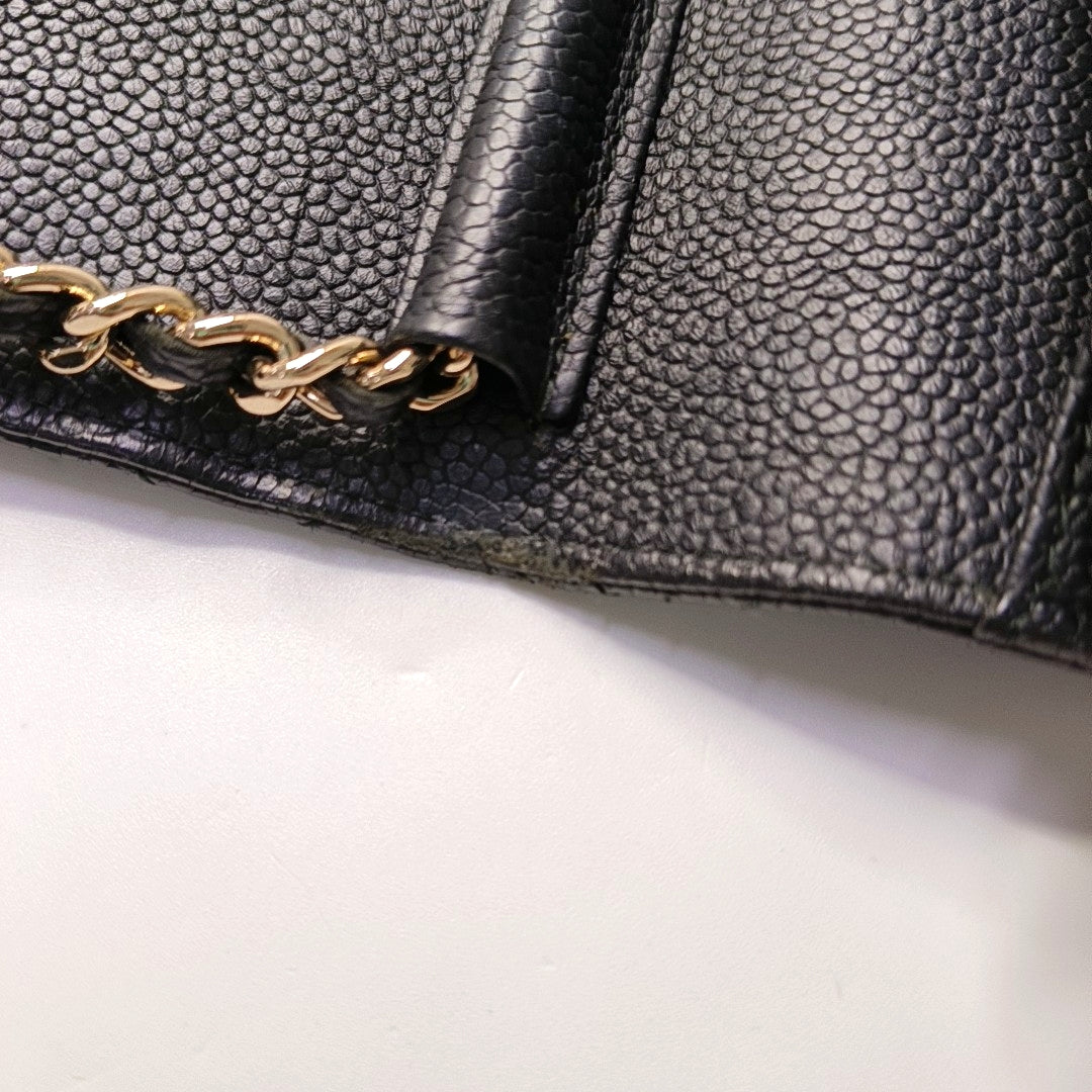 CHANEL THREAD AROUND Navy Blue Grained Calfskin Quilted Chevron Single Shoulder Bag Crossbody Bag Gold Blue Hardware 25 Clasp-(SKU)-968245973