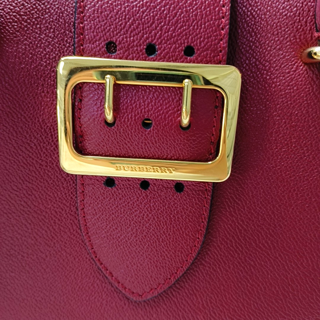 BURBERRY Buckle Red Cowhide Single Shoulder Bag Handbag Crossbody Bag Golden hardware Removable shoulder strap-(SKU)-956703529