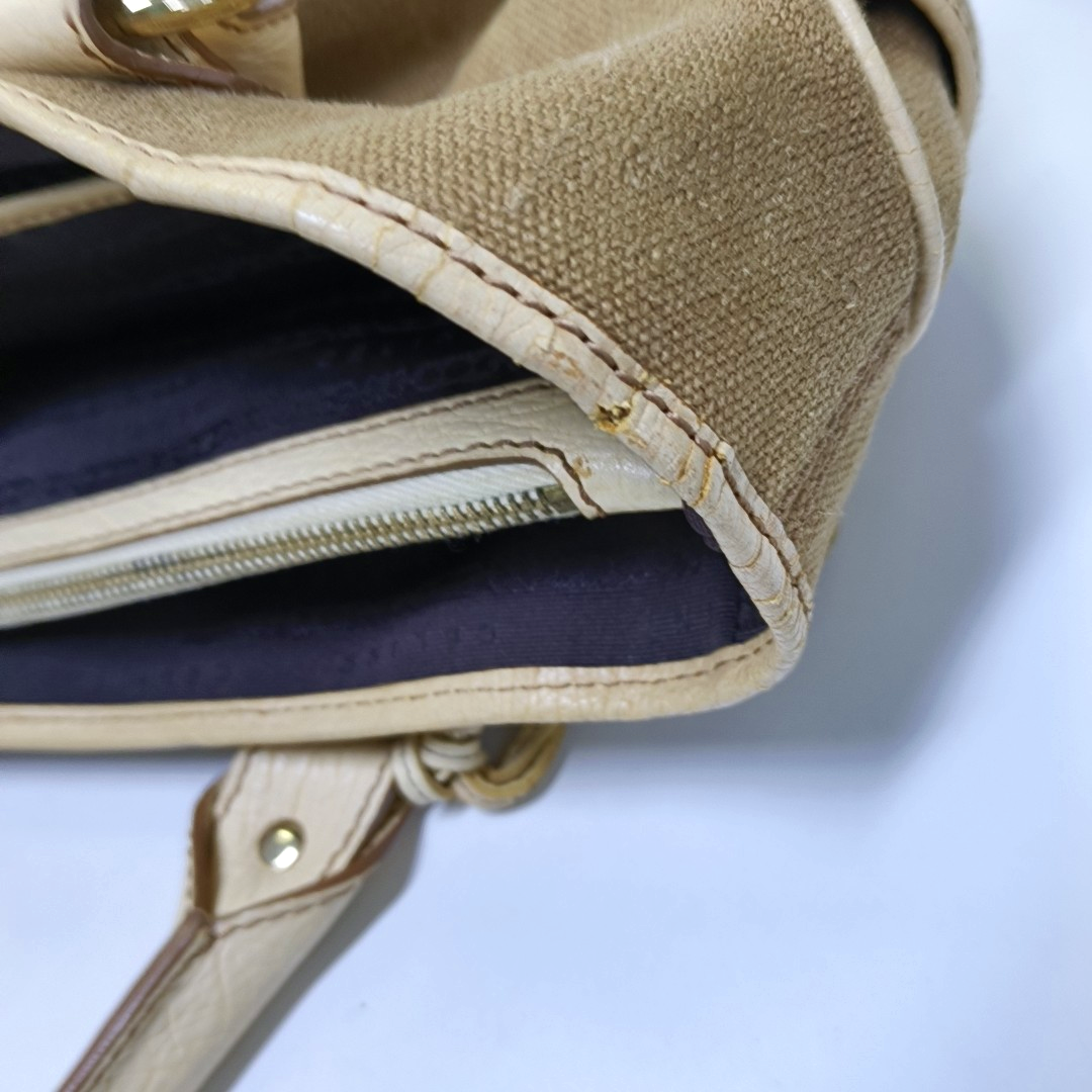 CELINE BOOGIE Khaki Canvas Tote Bag Golden hardware-(SKU)-945694402