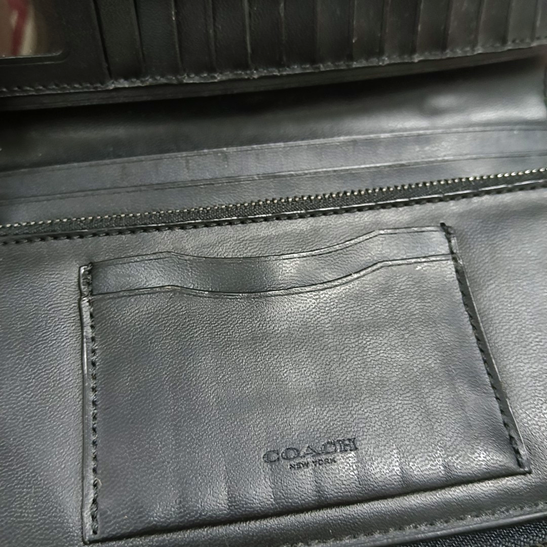 COACH Black Leather Clutch Black hardware Vintage model-(SKU)-931190990