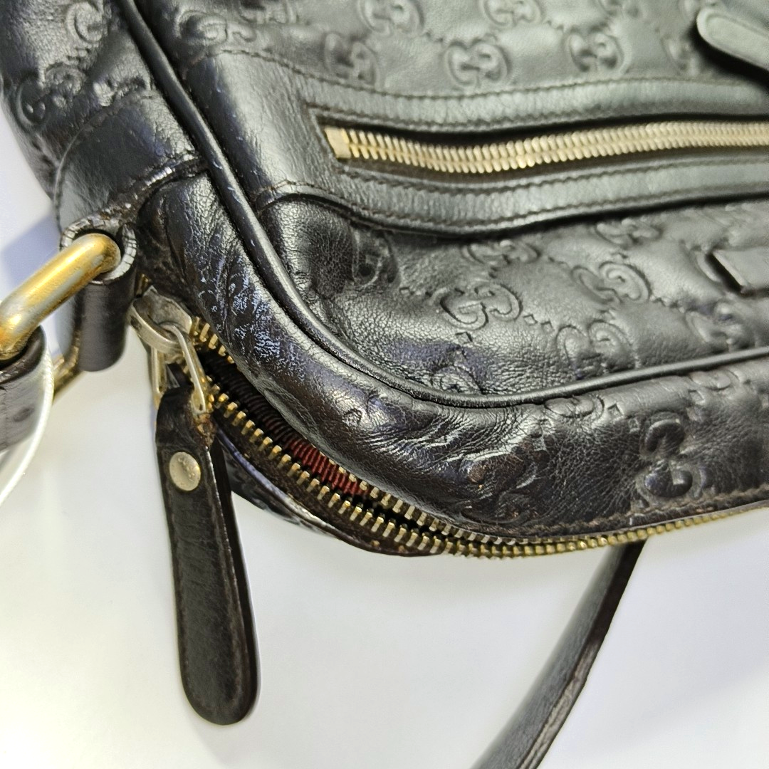 GUCCI GG Imprime Brown Leather Vintage Shoulder and Crossbody Bag Golden hardware-(SKU)-953018922