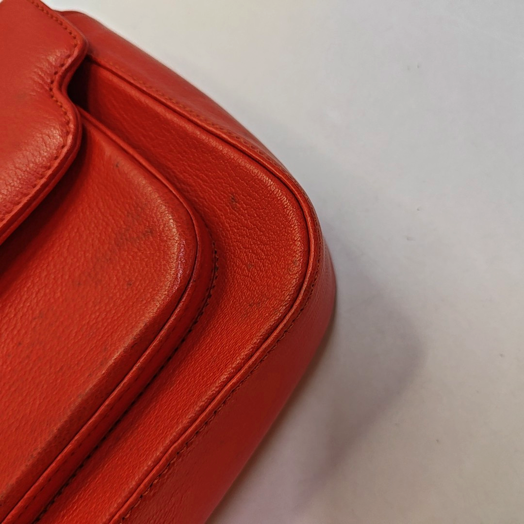 CELINE Red Calf Leather Crossbody Shoulder Bag Tote Golden hardware-(SKU)-941984200