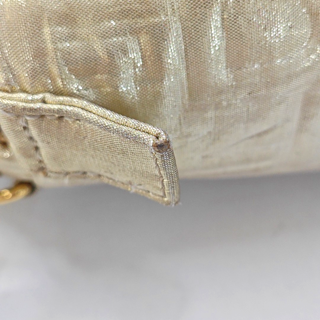 FENDI Gold Fabric Embossed Single Shoulder Bag Handbag Golden hardware Removable shoulder strap-(SKU)-948887695