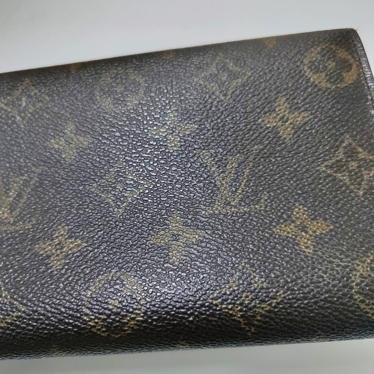 LOUIS VUITTON PORTE MONNAIE Large size Brown coated canvas vintage wallet Golden hardware-(SKU)-944949286