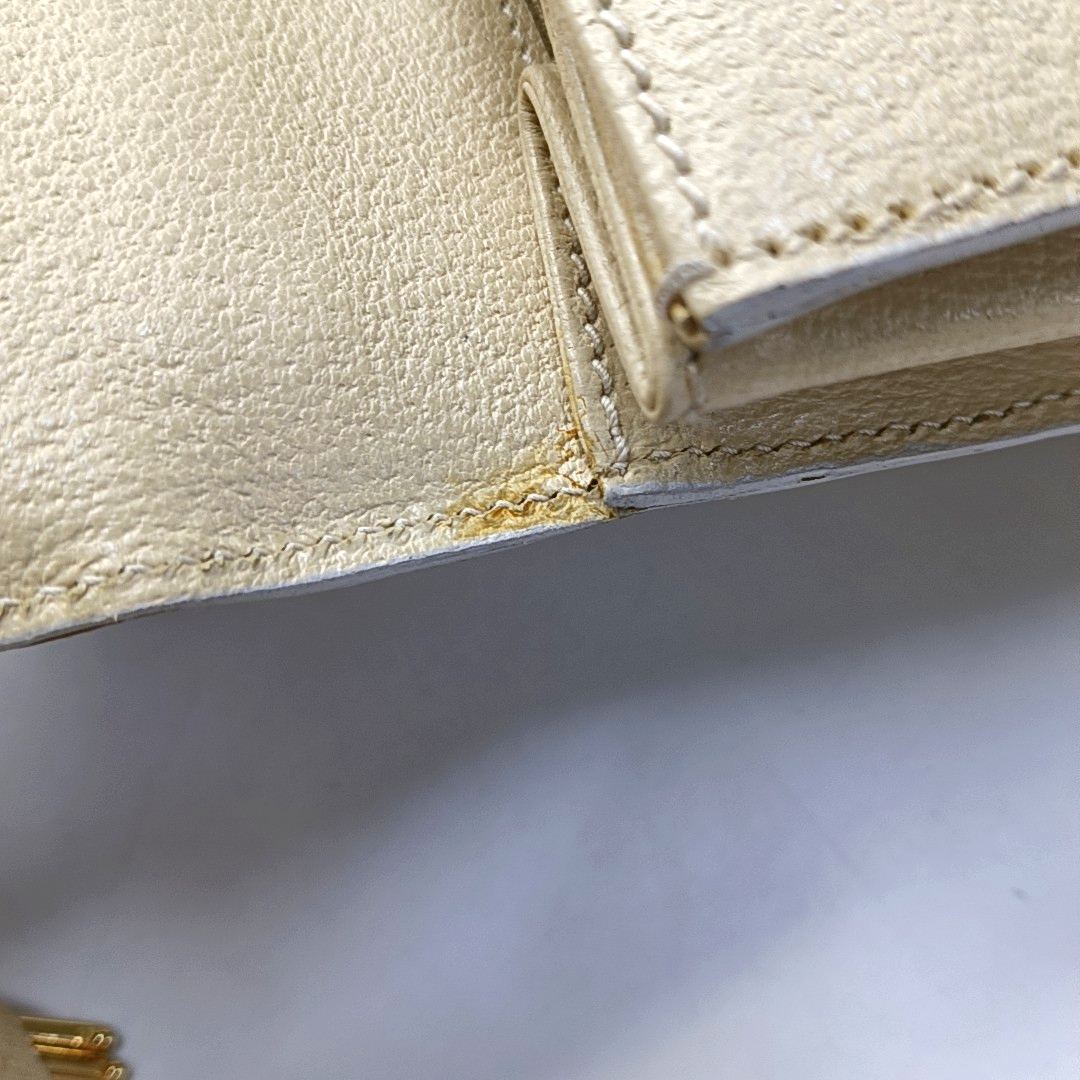 GUCCI Vintage Kelly Beige Leather Single Shoulder Bag Handbag Golden hardware Removable shoulder strap-(SKU)-951806628