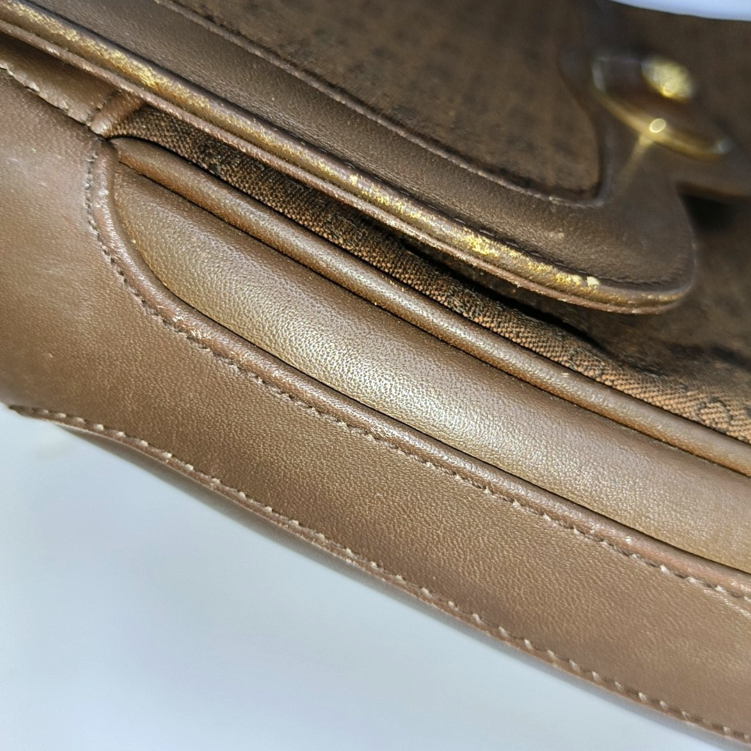 GUCCI GG Messenger Brown Canvas Monogram Shoulder Bag Golden hardware Vintage model-(SKU)-13122359