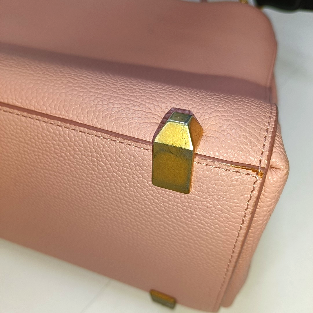 MCM Tote bag Pink Leather Studs Single Shoulder Bag Tote Bag Golden hardware Removable shoulder strap-(SKU)-944137906
