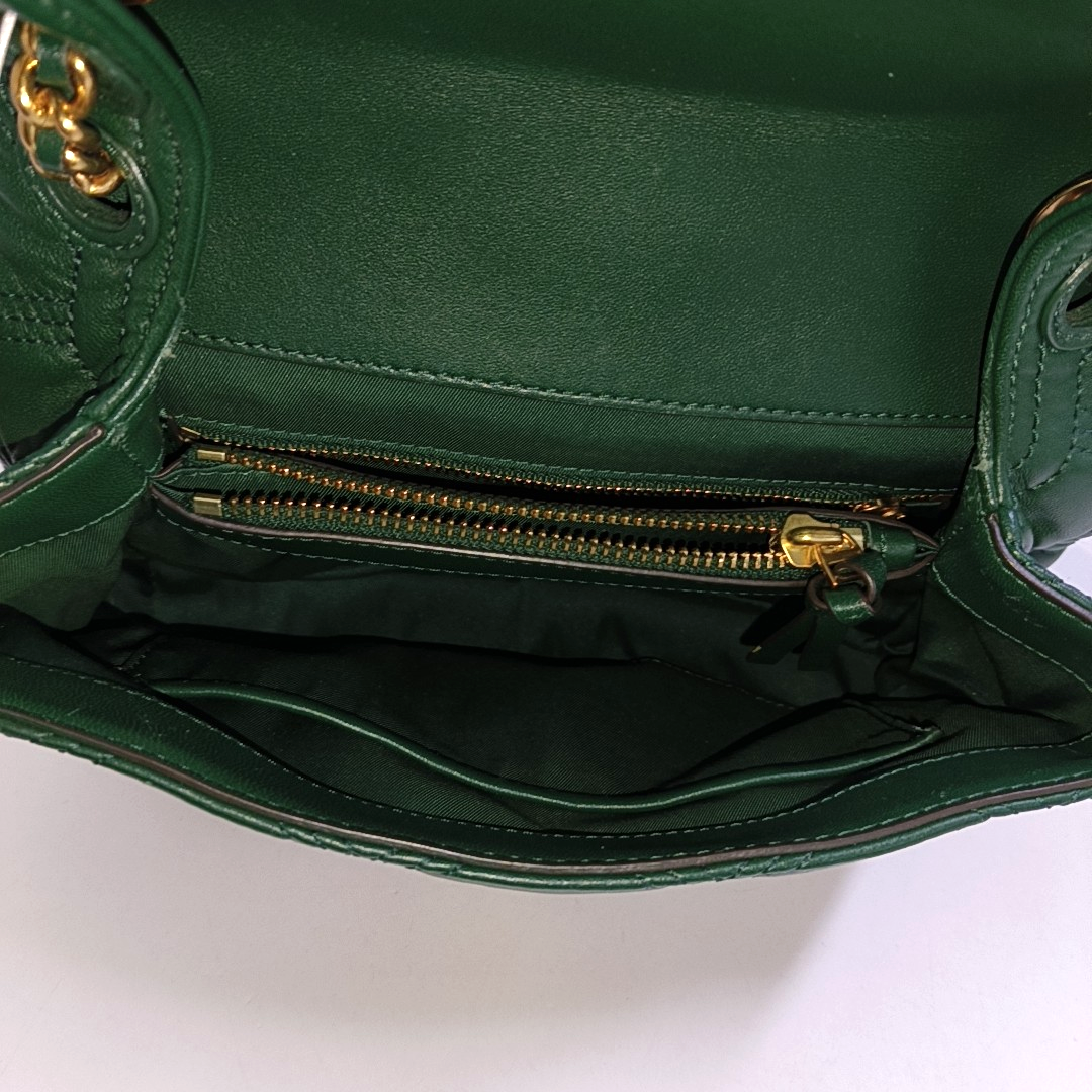 TORY BURCH Fleming Small size Dark Green Calfskin Quilted Crossbody Bag Single Shoulder Bag Golden hardware-(SKU)-942679197
