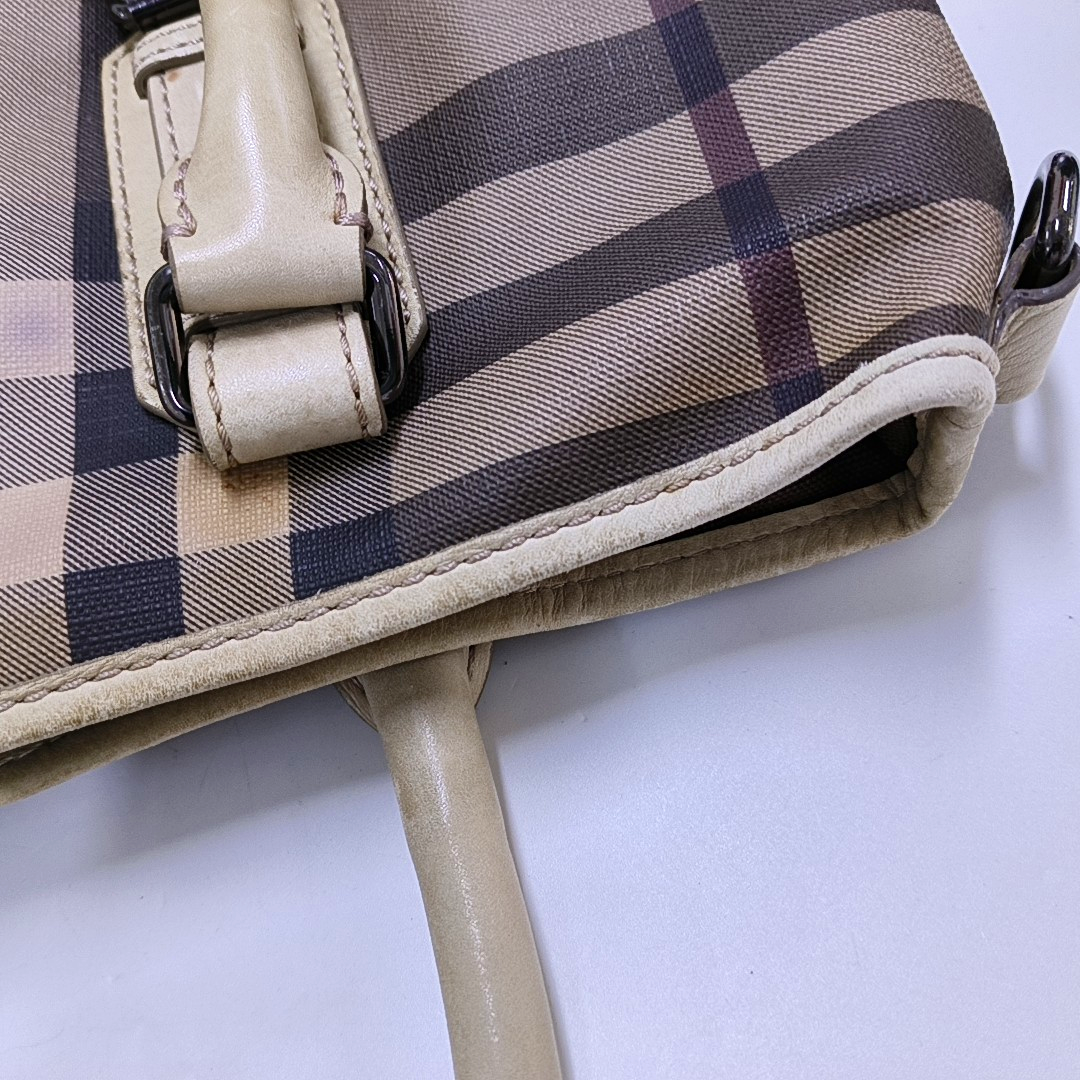 BURBERRY Tote bag Grey Coated Canvas Military Horse Pattern Shoulder Bag Ruthenium color hardware shoulder straps-(SKU)-958927473
