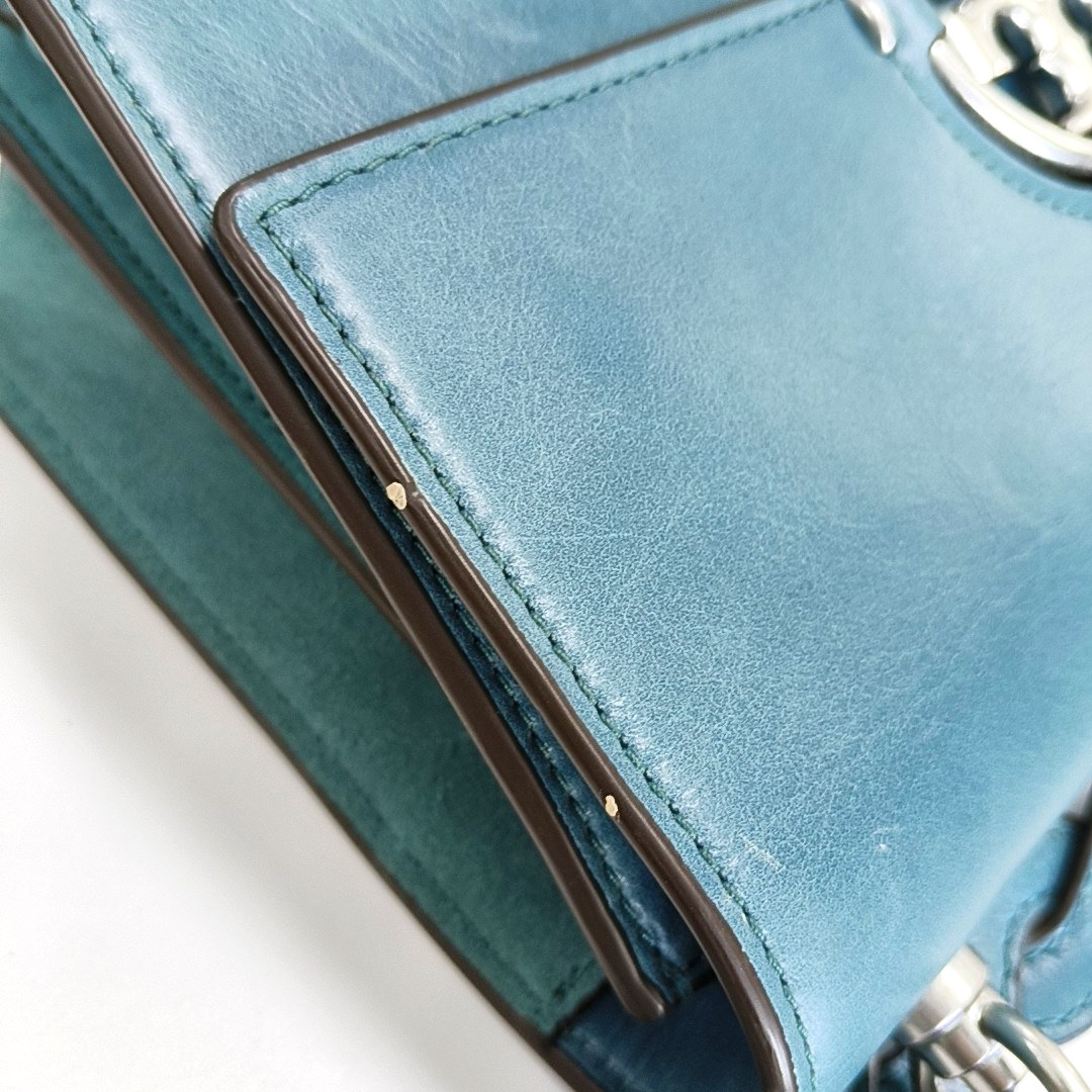 TORY BURCH Miller Blue cowhide single shoulder bag Silver Hardware Removable shoulder strap-(SKU)-14132600
