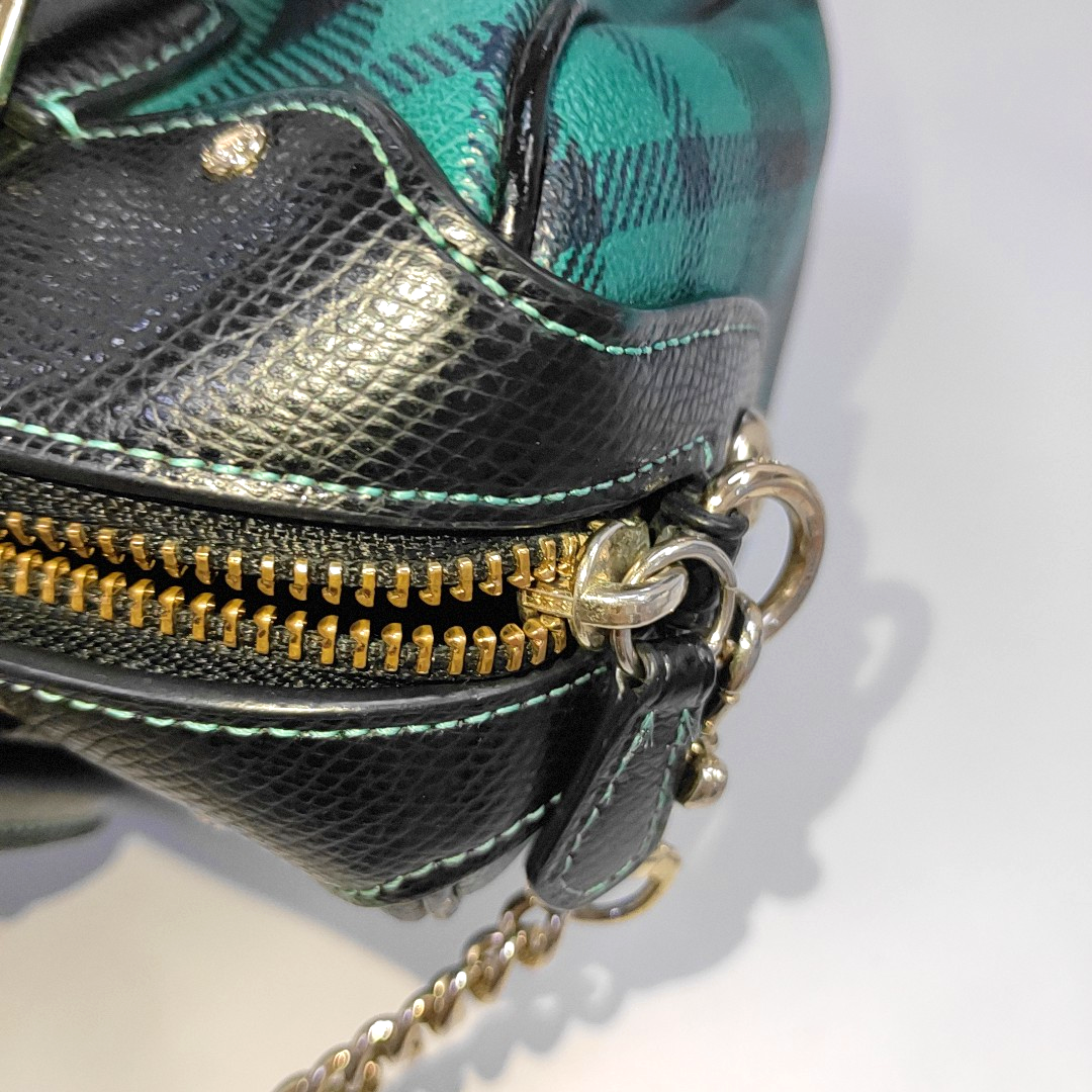 COACH BENNETT Medium size Green Coated Canvas Studs Shoulder Bag Crossbody Hobo Golden hardware Removable shoulder strap-(SKU)-942282221